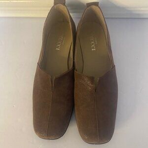 Sesto Meucci Brown Metallic Suede Slip On Women's Flats Size 6.5N
